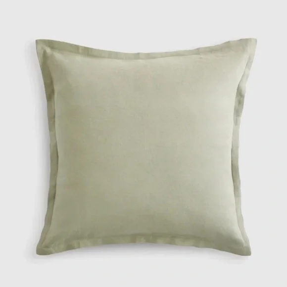 QUINCE European Linen Euro Shams Set Of 2 Willowleaf 3156 - Picture 4 of 10